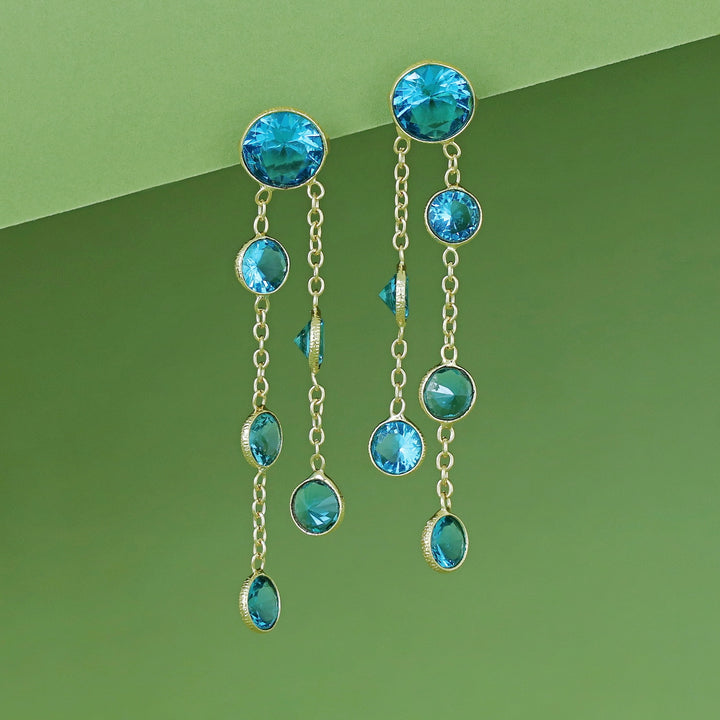 Tiya Golden Round Glossy Stone Earring