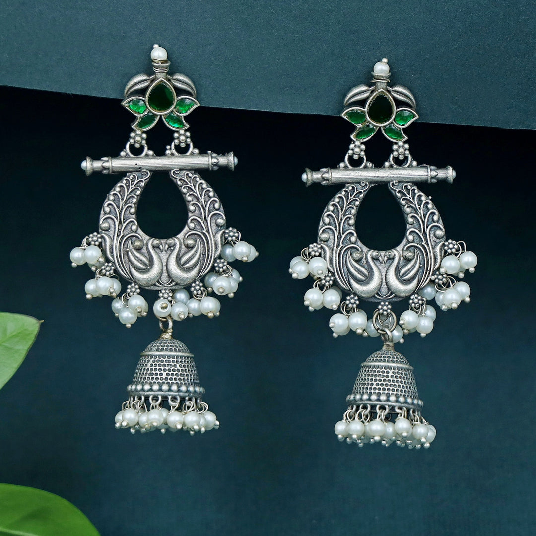 Nadia Cluster Pearl Mayura Jhumka