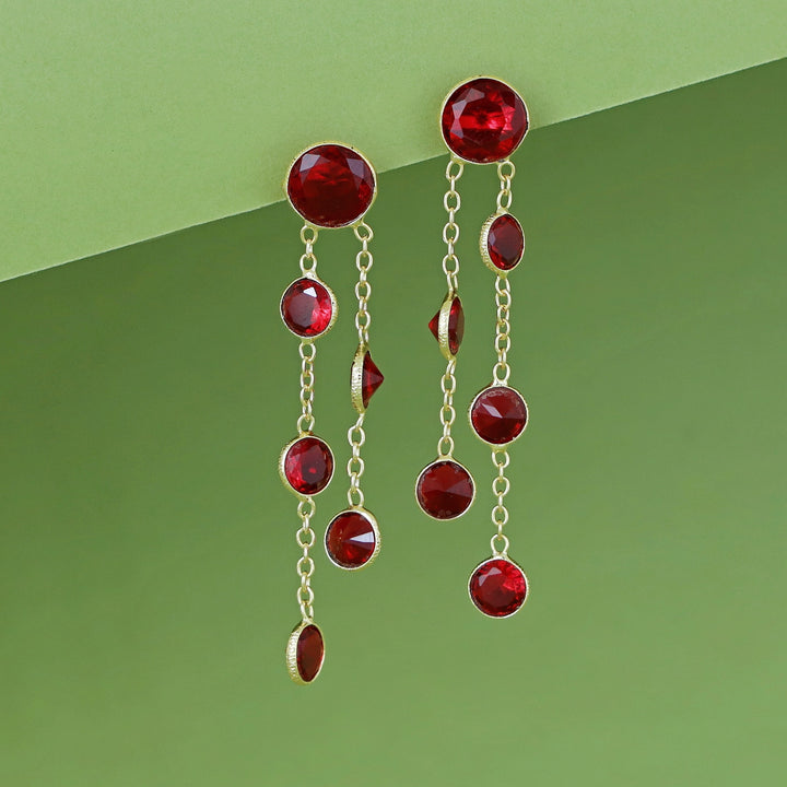 Tiya Golden Round Glossy Stone Earring