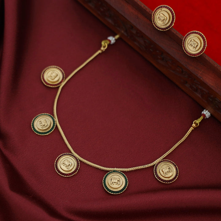 Yashaswini 5 Circle Airavat Short Neckpiece With Earring