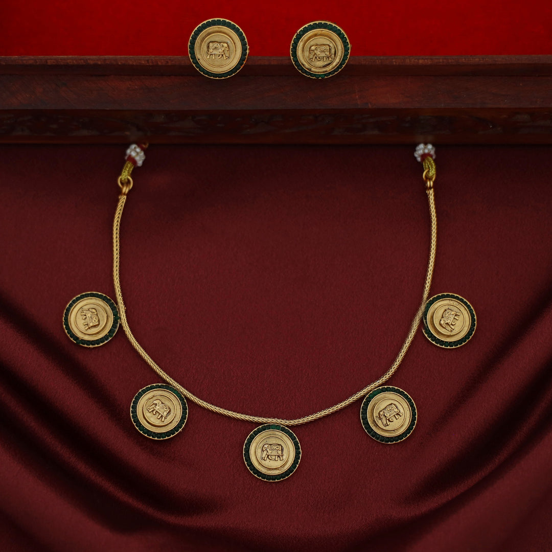 Yashaswini 5 Circle Airavat Short Neckpiece With Earring