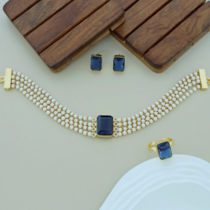 Elegant Pearl Choker Combo Set