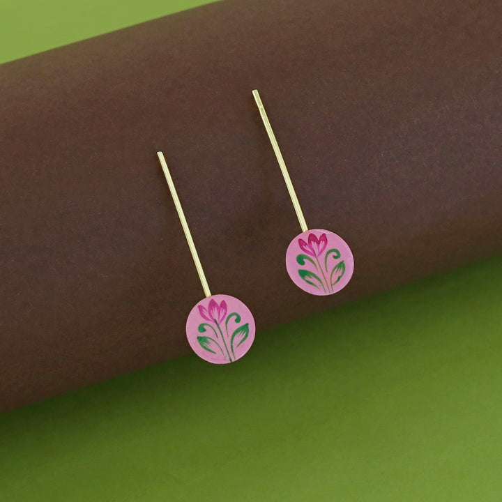 Rhylee Flower Hand Painted Stick Earring