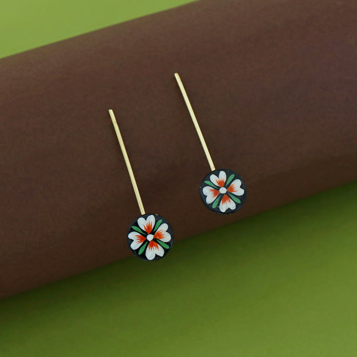 Rhylee Flower Hand Painted Stick Earring