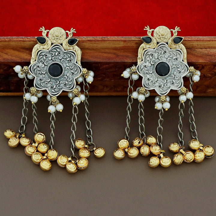 Cecilia Dual Tone Mayura Hanging Ghungroo Earring
