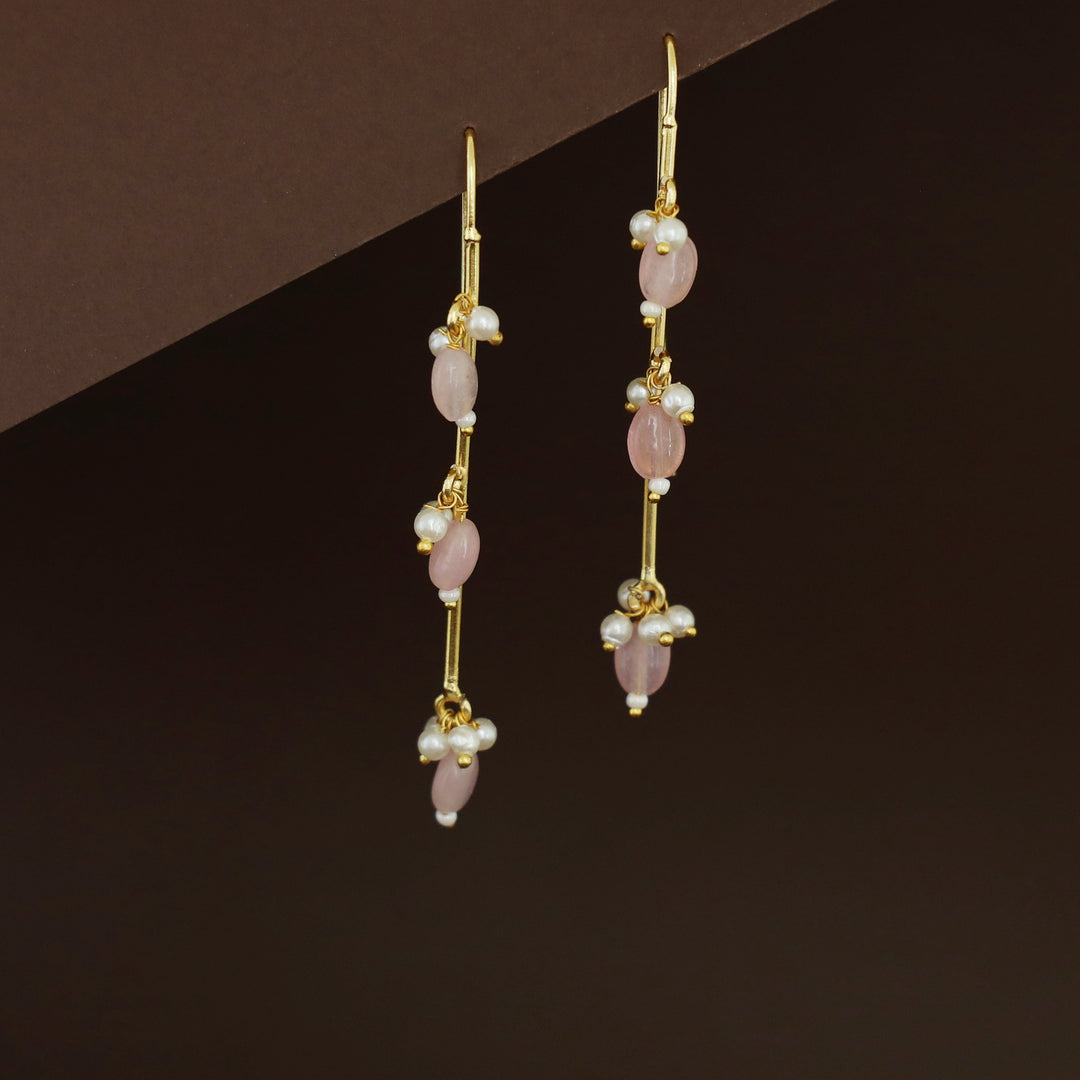 Golden Stick Tri Beaded Pearl Drop