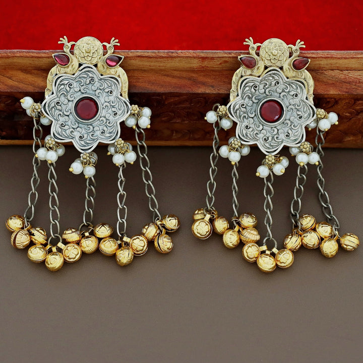 Cecilia Dual Tone Mayura Hanging Ghungroo Earring
