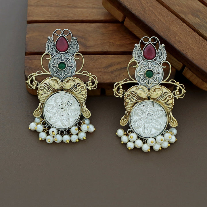 Zelda Dual Tone Mayura Pearl Earring