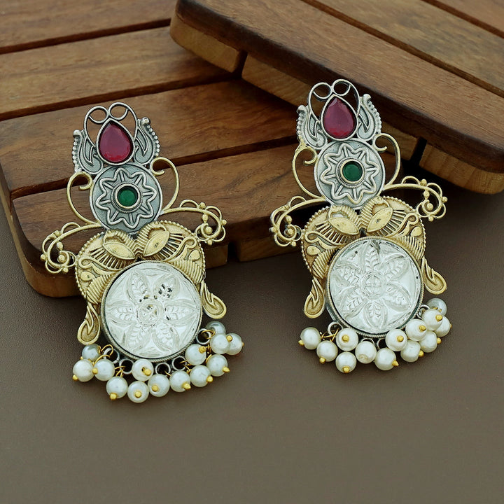 Zelda Dual Tone Mayura Pearl Earring