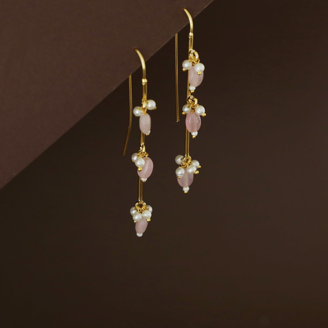 Golden Stick Tri Beaded Pearl Drop