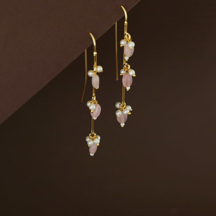 Golden Stick Tri Beaded Pearl Drop