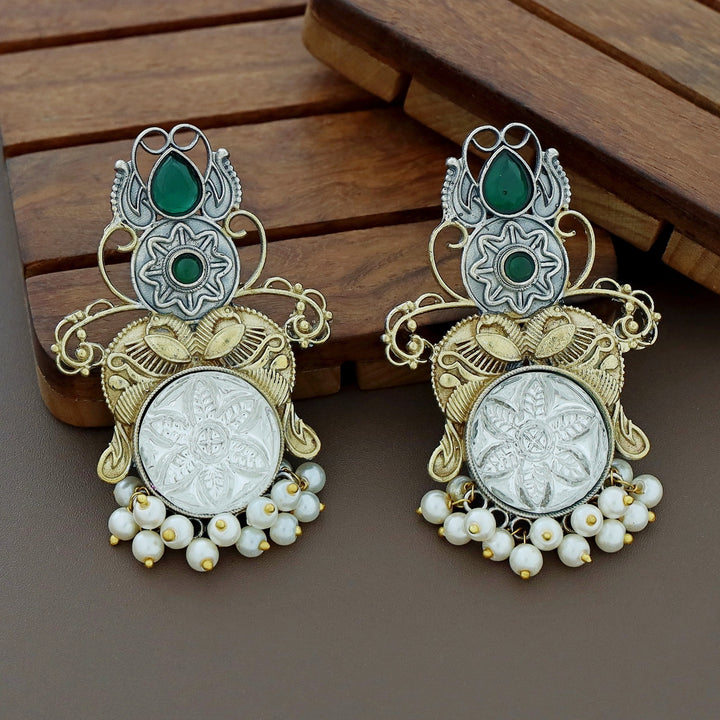 Zelda Dual Tone Mayura Pearl Earring