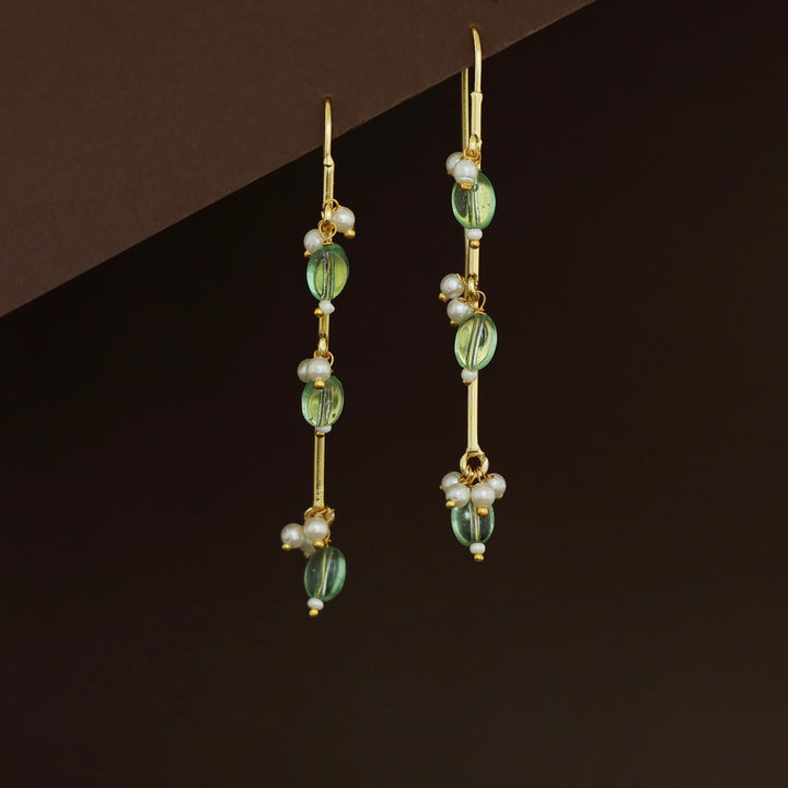 Golden Stick Tri Beaded Pearl Drop