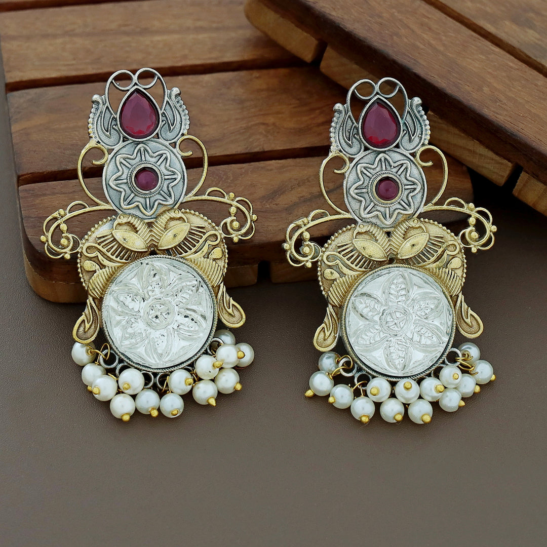 Zelda Dual Tone Mayura Pearl Earring