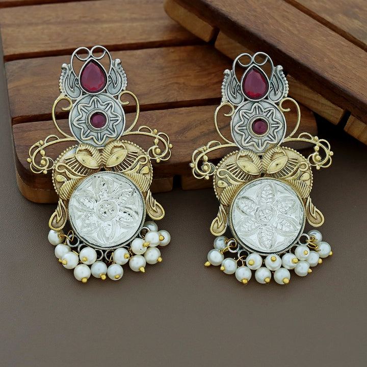 Zelda Dual Tone Mayura Pearl Earring