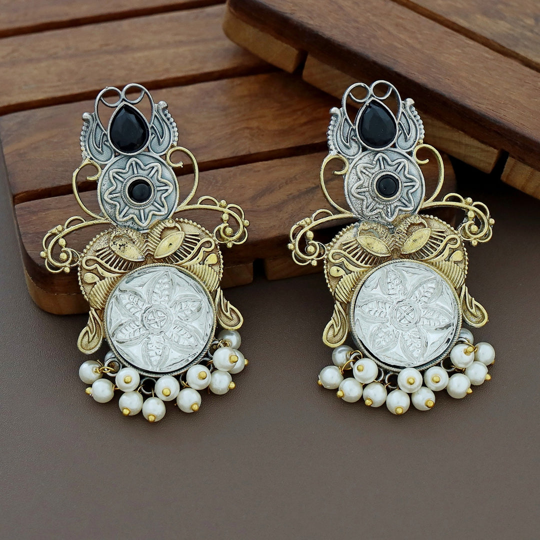 Zelda Dual Tone Mayura Pearl Earring