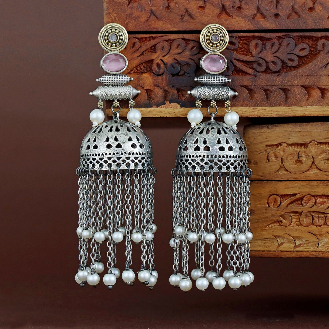 Fayena Dual Tone Hanging Pearl Jhumka