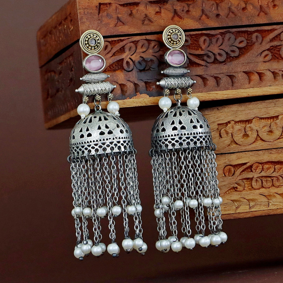 Fayena Dual Tone Hanging Pearl Jhumka