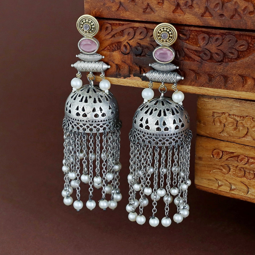 Fayena Dual Tone Hanging Pearl Jhumka
