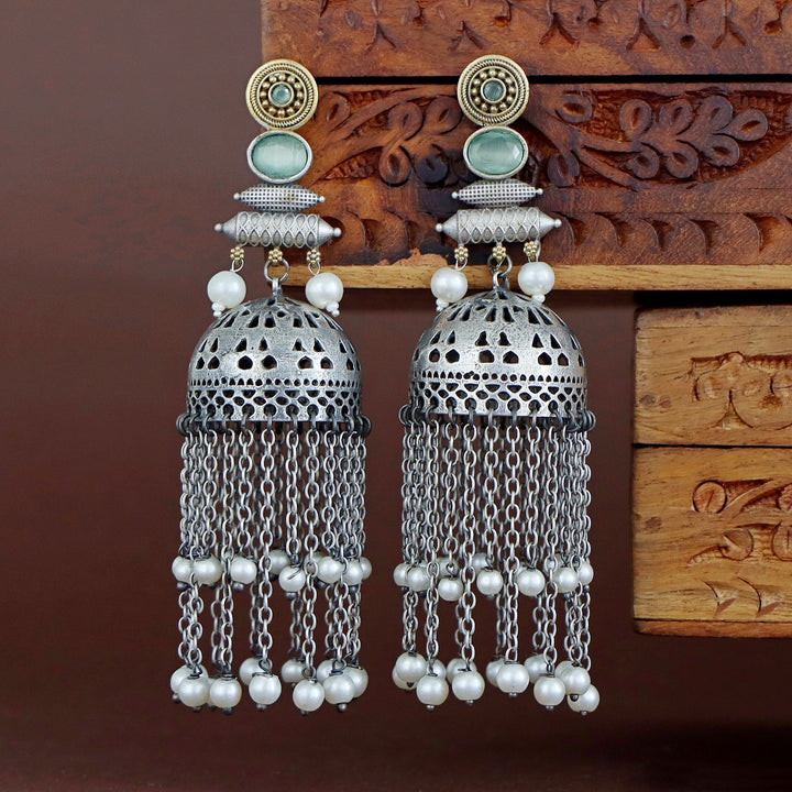 Fayena Dual Tone Hanging Pearl Jhumka