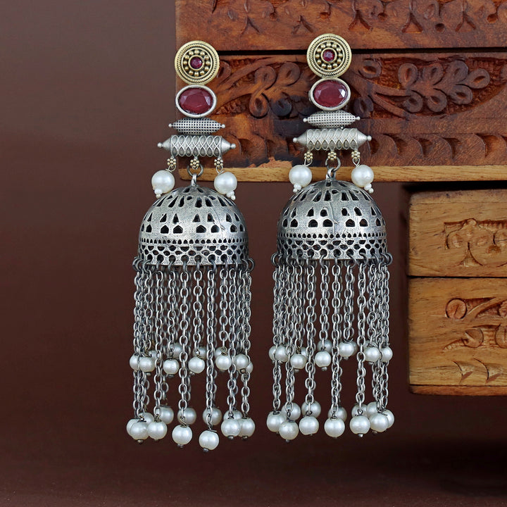 Fayena Dual Tone Hanging Pearl Jhumka