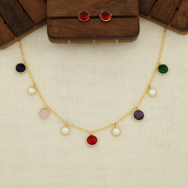Mihaara Pearl Neckpiece With Stud (Colour Option)