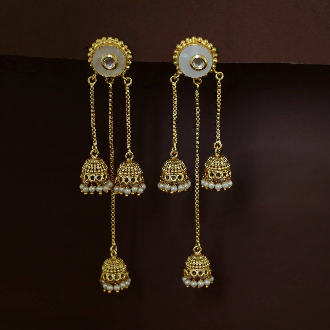 Agnayi Circle MOP Hanging Tri Jhumka Kashmiri Earring