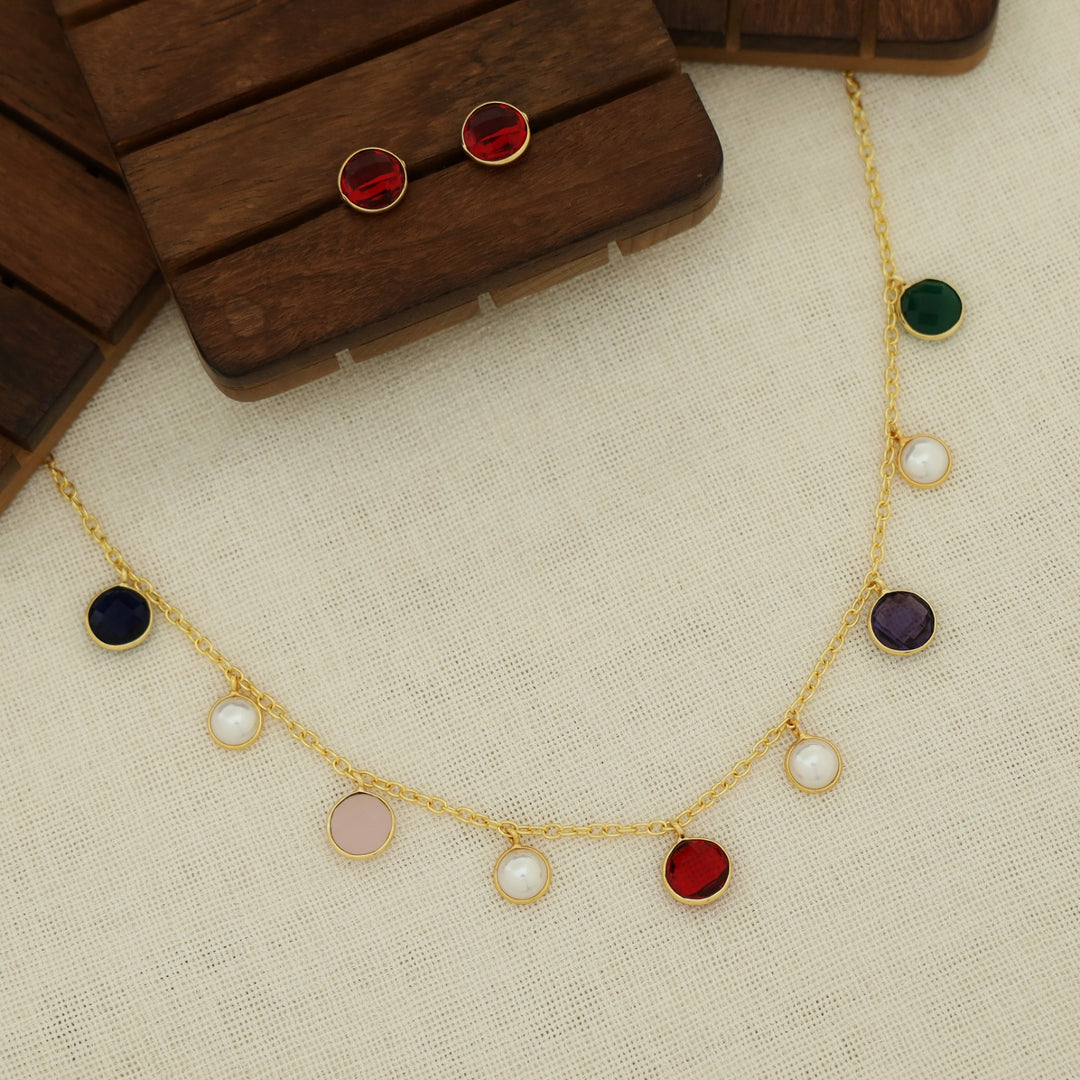 Mihaara Pearl Neckpiece With Stud (Colour Option)