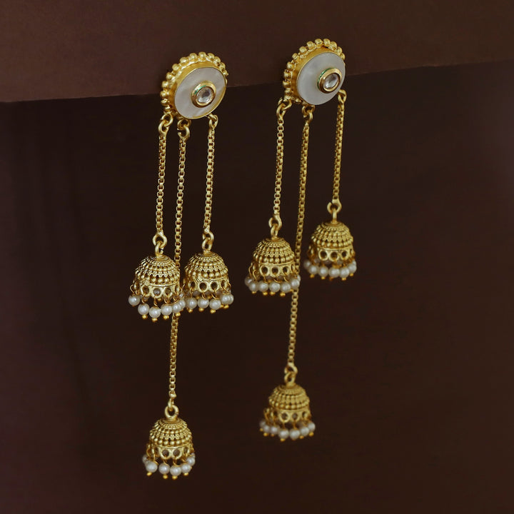 Agnayi Circle MOP Hanging Tri Jhumka Kashmiri Earring