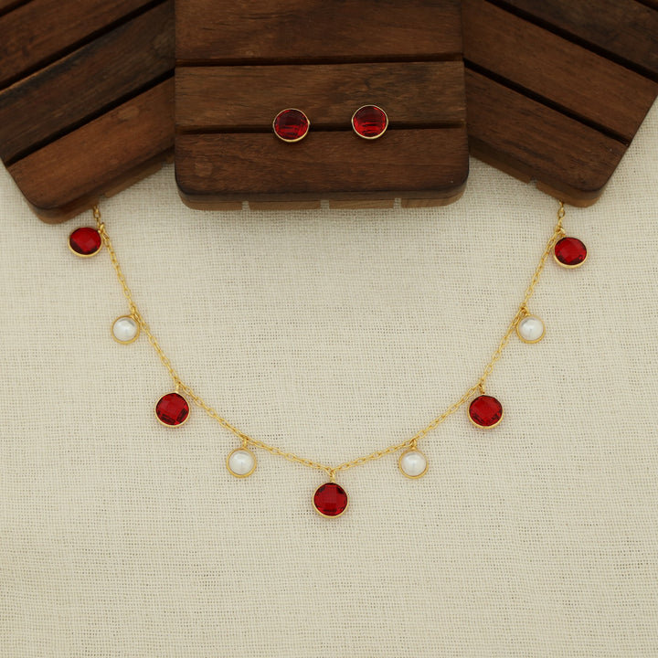 Mihaara Pearl Neckpiece With Stud (Colour Option)
