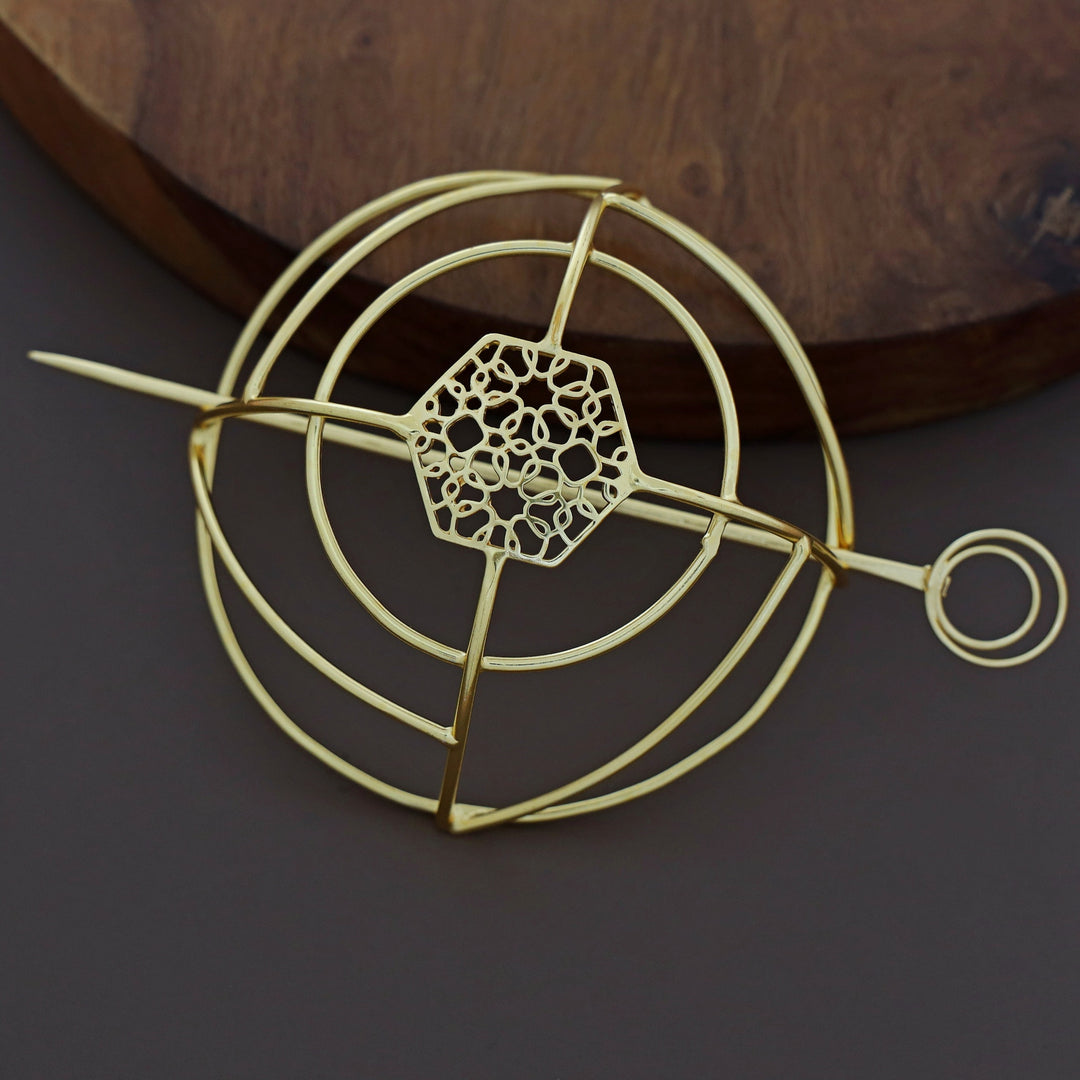Emerie Golden Hair Bun Cage With Stick