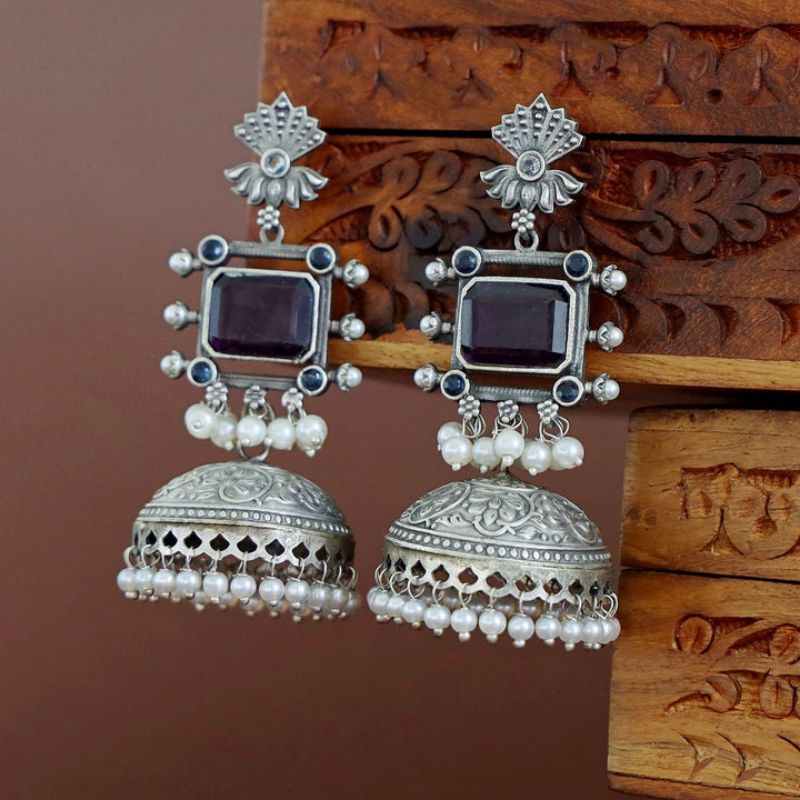 Liliana Rectangle Glossy Pearl Jhumka