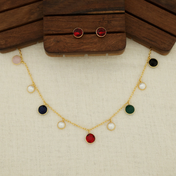 Mihaara Pearl Neckpiece With Stud (Colour Option)