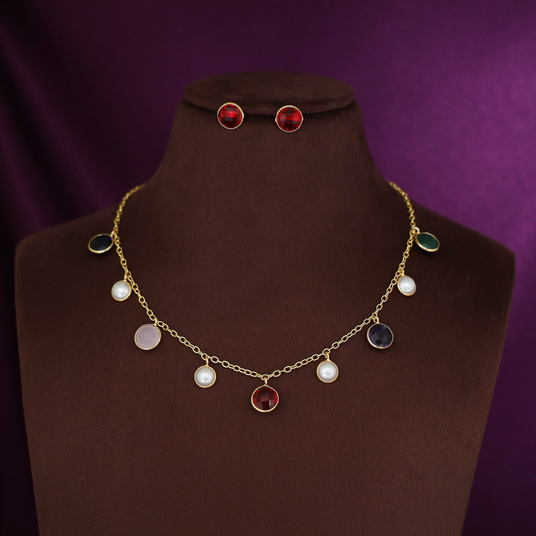 Mihaara Pearl Neckpiece With Stud (Colour Option)