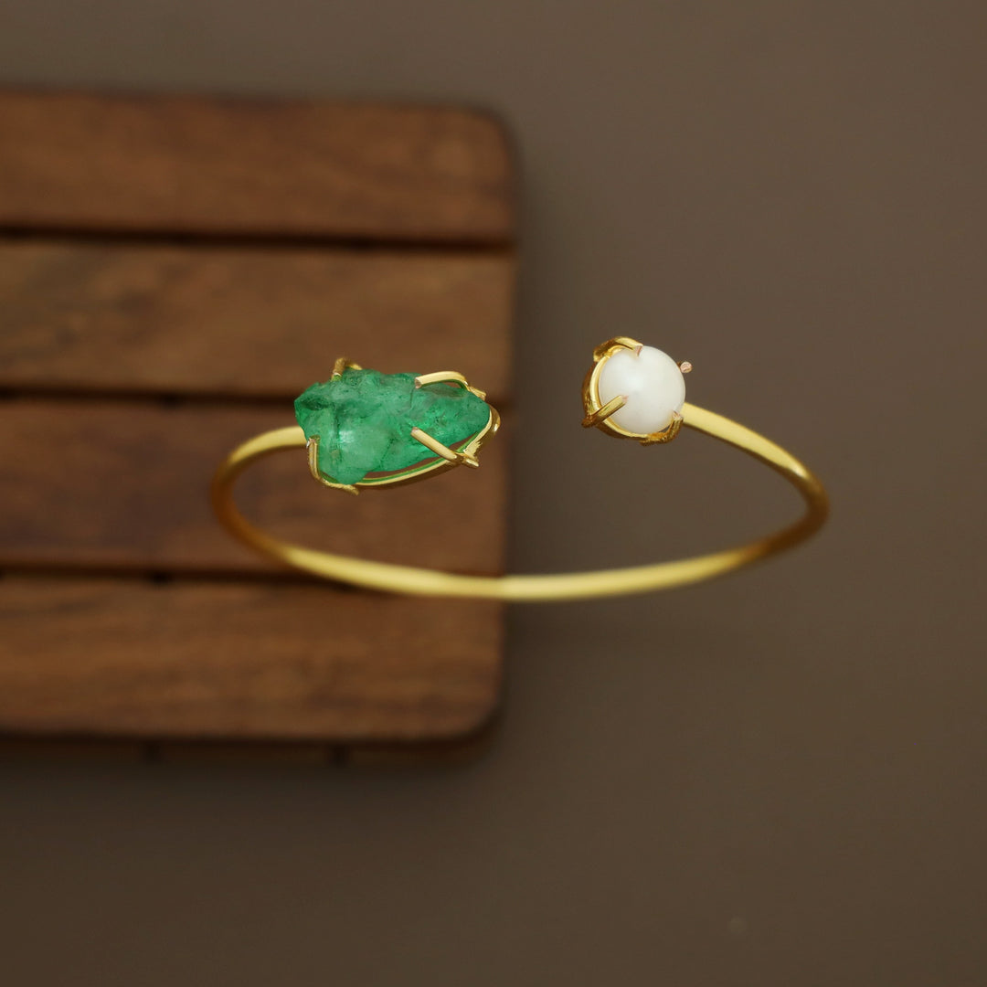 Libra Claw Dyed & Raw Stone + Pearl Bangle