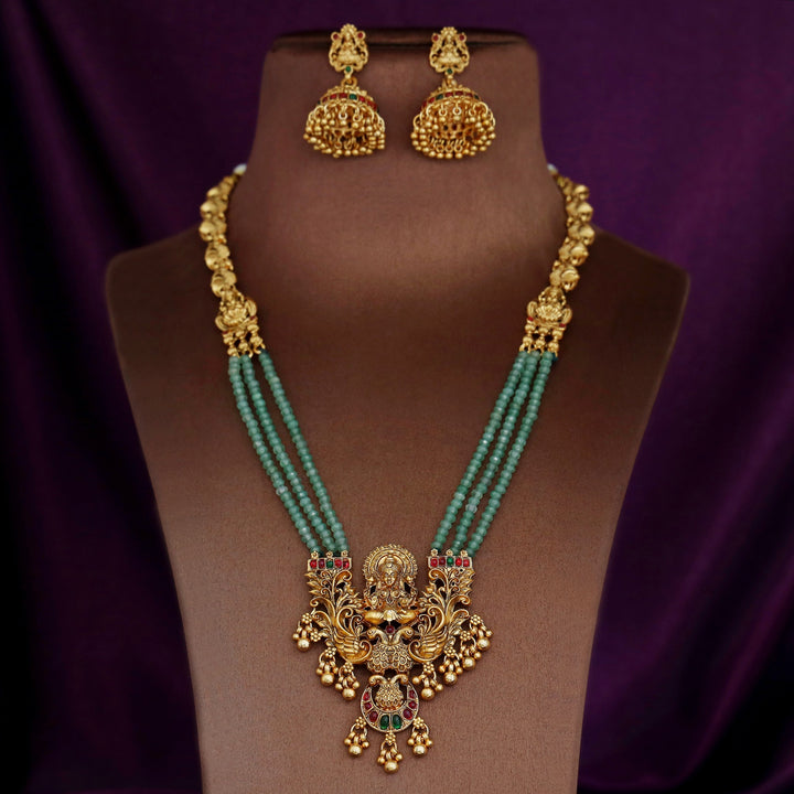 Chayanika Lakshmi Pendant Layered Mayura Neckpiece With Earring
