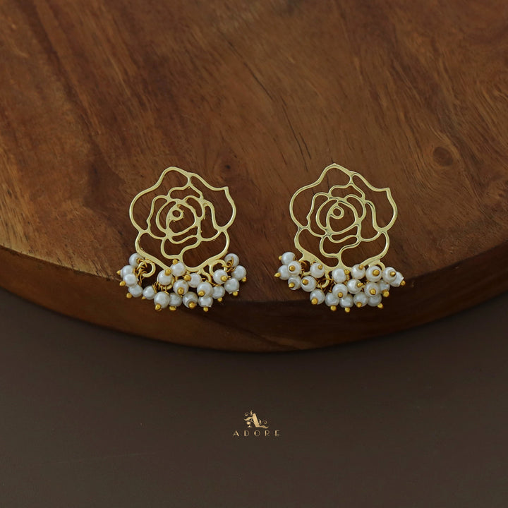Golden Raazi Pearl Cluster Neckpiece with Earring