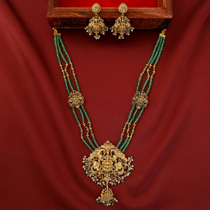 Apurva Lakshmi Pendant Layered Neckpiece With Earring
