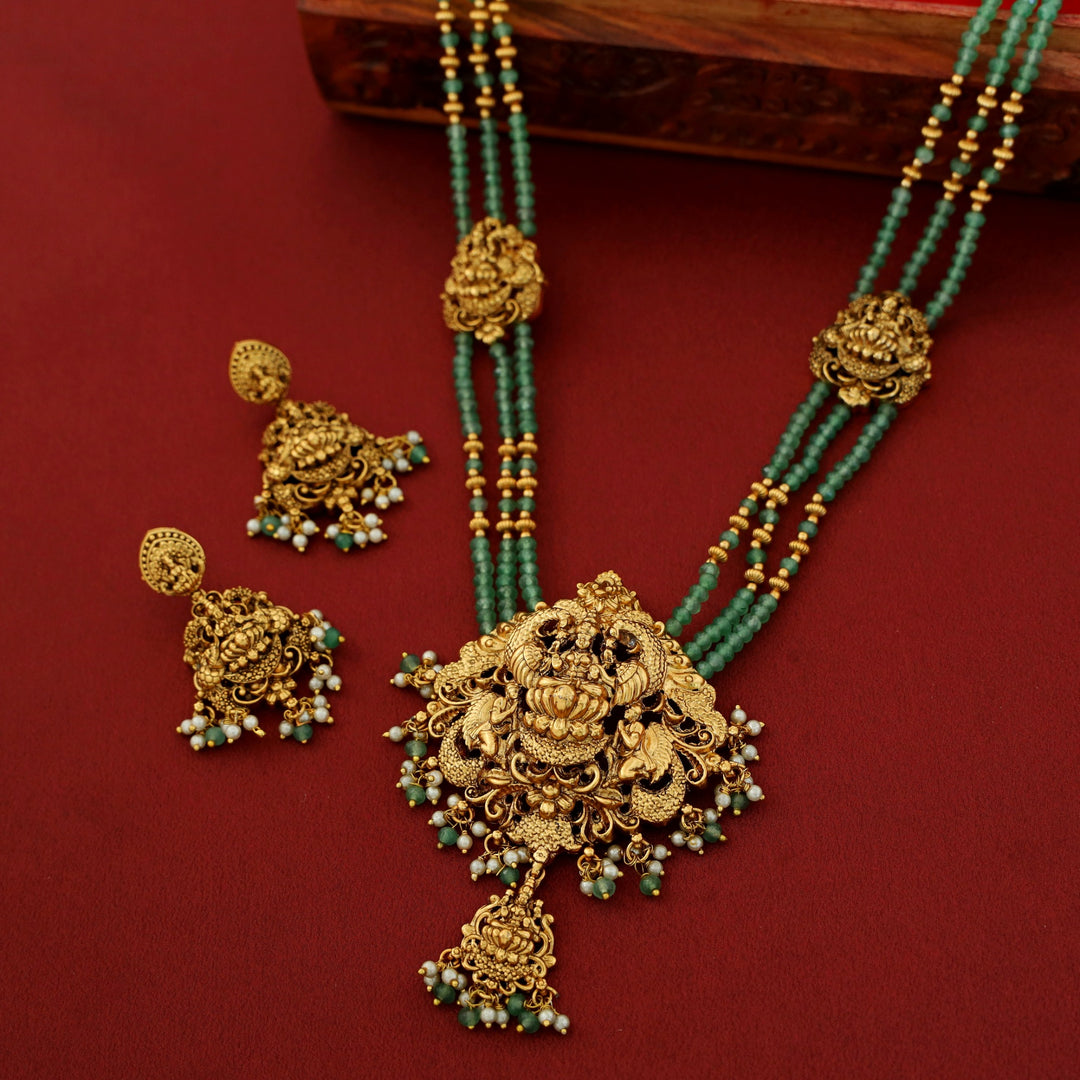 Apurva Lakshmi Pendant Layered Neckpiece With Earring