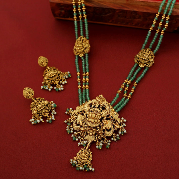Apurva Lakshmi Pendant Layered Neckpiece With Earring