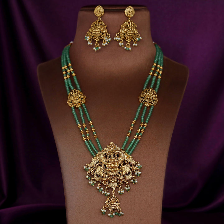 Apurva Lakshmi Pendant Layered Neckpiece With Earring