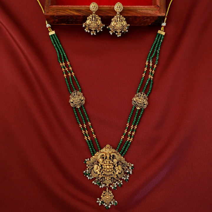 Apurva Lakshmi Pendant Layered Neckpiece With Earring