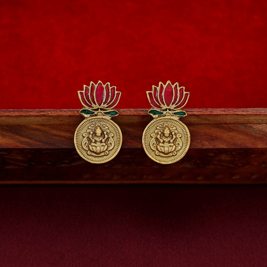 Advaita Kashi Enamel Lotus Neckpiece With Earring