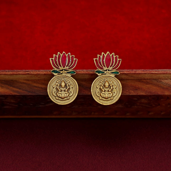 Advaita Kashi Enamel Lotus Neckpiece With Earring