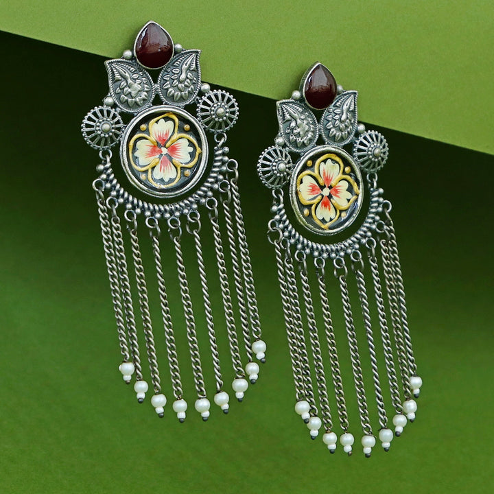 Zarina Hand Painted Hanging Pearl Earring
