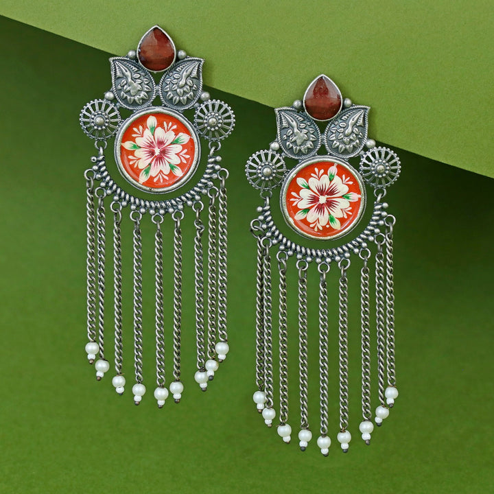 Zarina Hand Painted Hanging Pearl Earring
