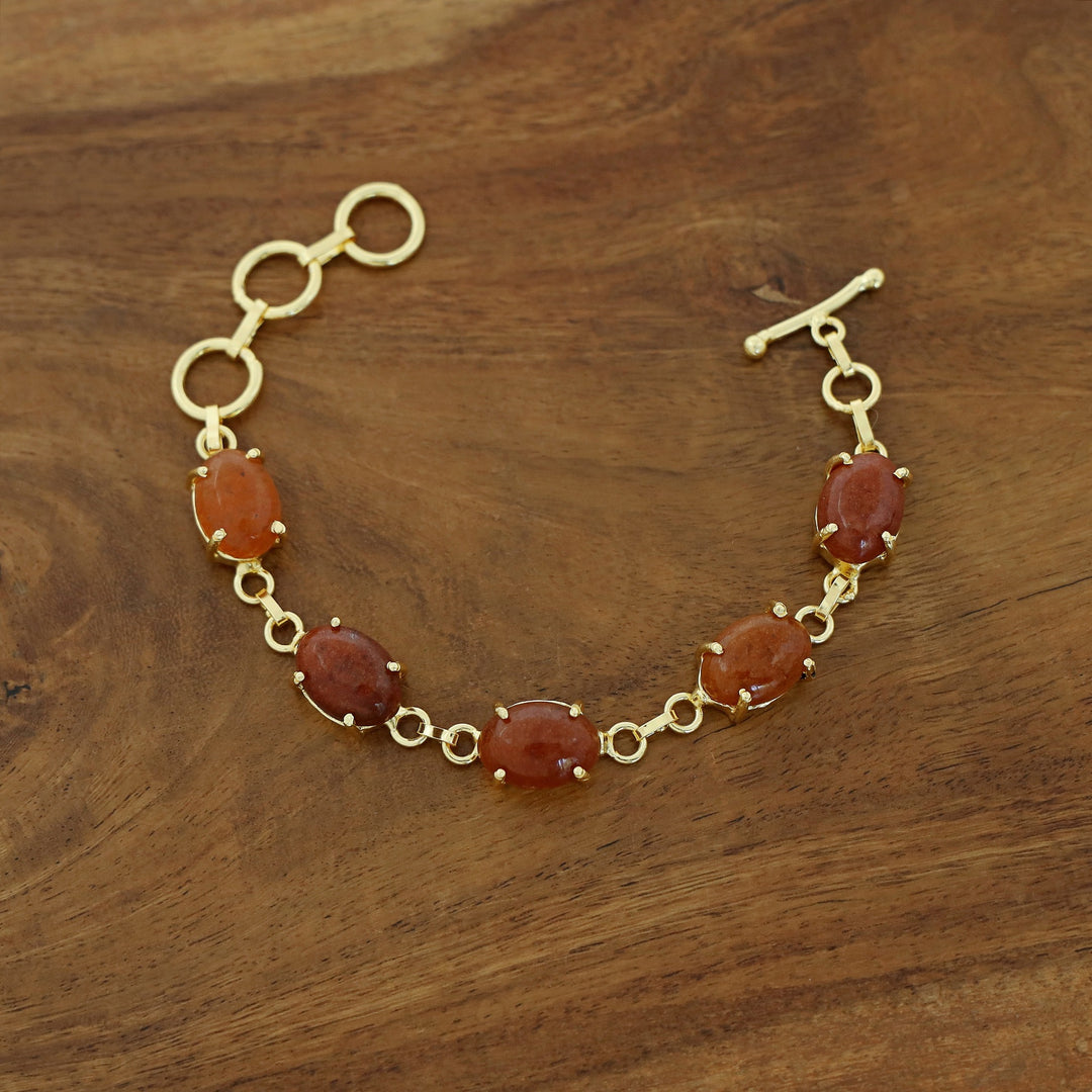 Mebal Golden Oval Natural Stone Claw Bracelet