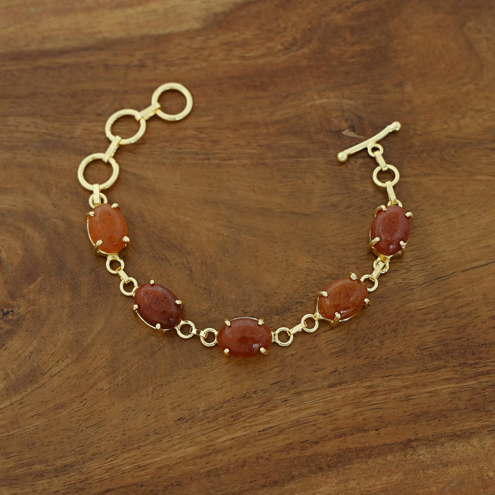Mebal Golden Oval Natural Stone Claw Bracelet