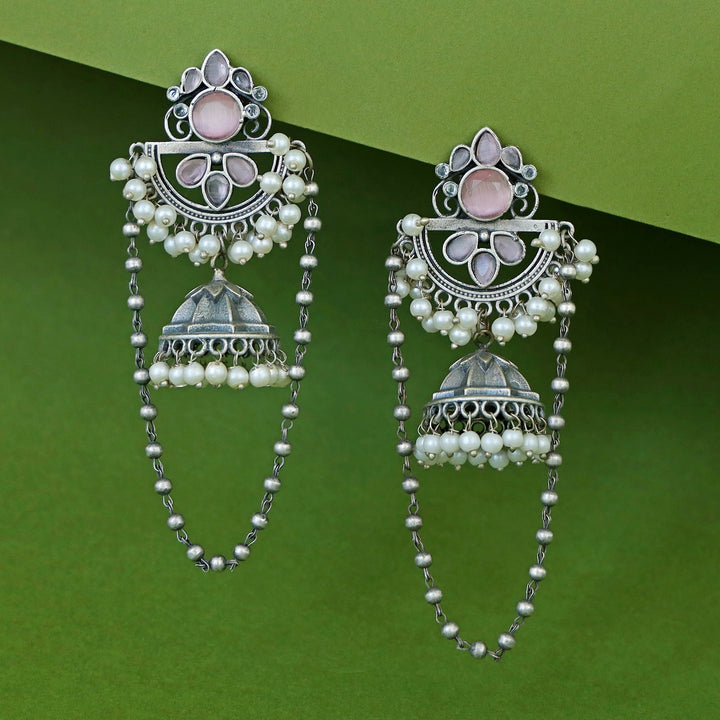 Lissa Half Circle Cluster Pearl Chainy Jhumka