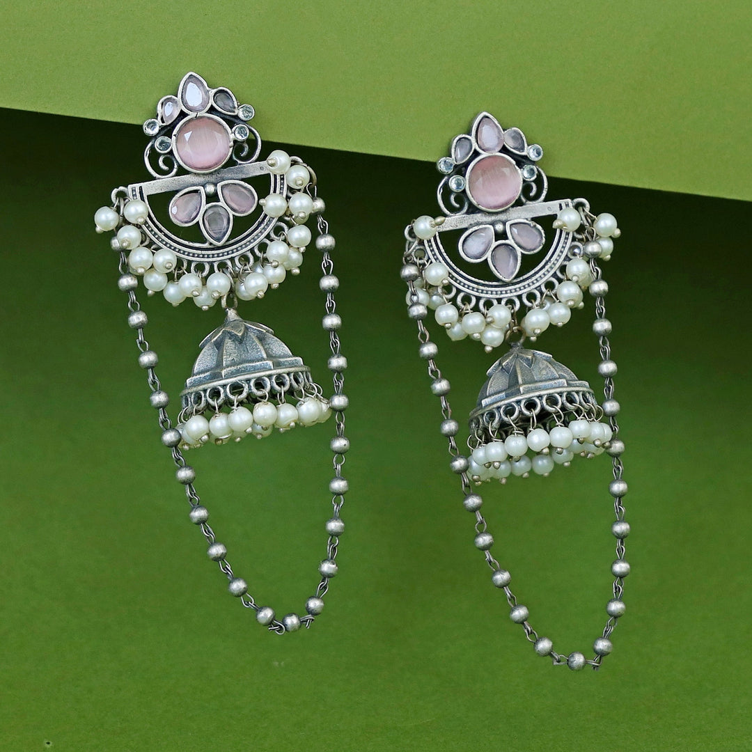 Lissa Half Circle Cluster Pearl Chainy Jhumka